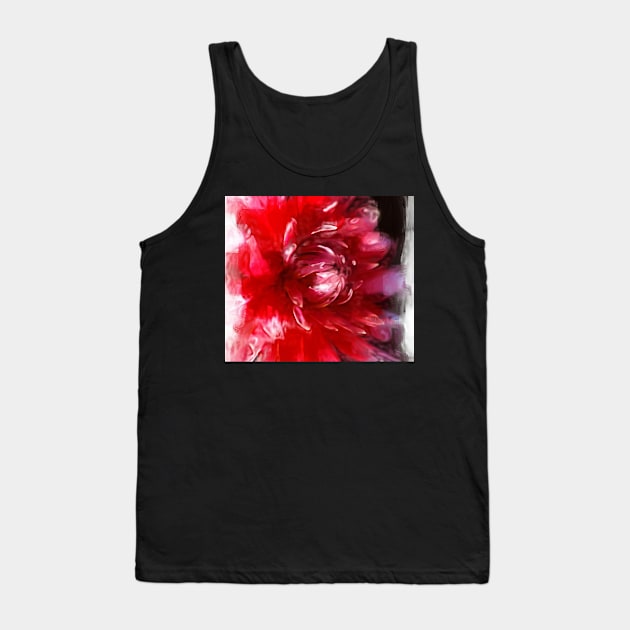 Dahlias Red Heart Tank Top by Joy Watson